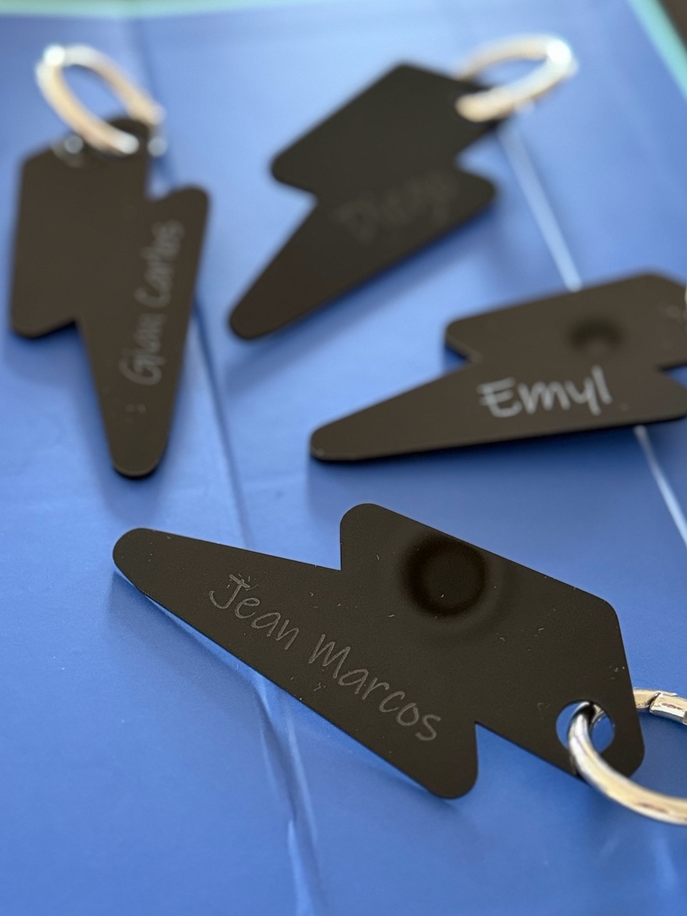 Black Lightning Bolt Key Tag - Customizable  Accessory - Picture 2 of 2